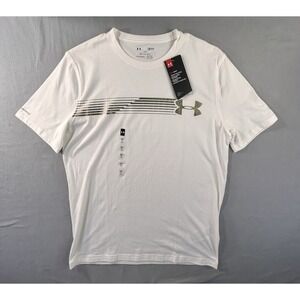 Under Armour Loose Fit Short Sleeve White T-shirt Mens Small NWT With Flaw